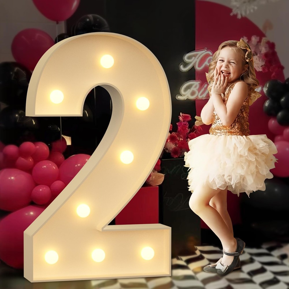 1 PCS 3FT Foam Board Number 2 Light Up Marquee Number Birthday Party Decor
