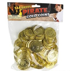 144 PLASTIC GOLD COINS PIRATE TREASURE CHEST PLAY MONEY BIRTHDAY PARTY FAVORS