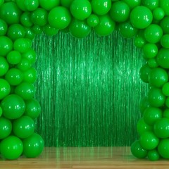 Green Foil Fringe Backdrop Curtains 3 PCS 3.3×6.6 FT Tinsel Streamers Decor