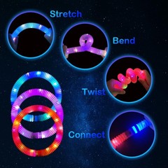 6PCS Glow Glasses & Light Up Pop Tubes Party Favors LED Bracelets Necklaces Fun