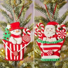 Christmas Soft Pottery Pendant Santa ChristmasTree Ornament