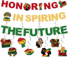 Black History Month Decorations Hanging Banner Black History Month Banner and 8P