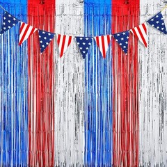 2 Pcs Silver Metallic Foil Fringe Curtains Tinsel Backdrop for Photo Booth Party