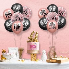 Rose Gold 50th Birthday Decorations for Women, 18Pcs Black Rose Gold 50th Birthd