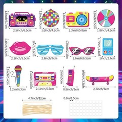 Vibrant 90s Party Decorations: 48 Pcs Cupcake Picks for Themed Celebrations