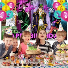 JoJo’s Bizarre Adventure Party Decorations Set Balloons Cake Toppers Banner