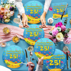 Blue Ocean Birthday Party Decorations Tableware 104Pcs Whats Funnier than 24 25