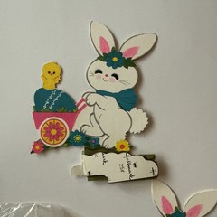 Vtg Hallmark Paper Honeycomb Easter Bunny & Chick Cut Out Table Decor SEE & READ