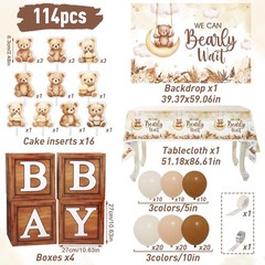 DataMoon Teddy Bear Baby Shower Decorations – Baby Boxes with Letters,Boho Ba…