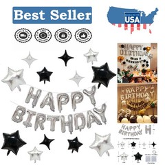 DIY Photo Booth Backdrop with Silver and Black Birthday Balloon Decoration Kit