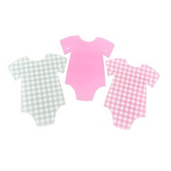 Pre-Strung Pink Gingham Bodysuit Baby Shower Garland Banner – 9 Double-Sided …