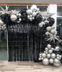 153Pcs Black and Silver Balloons Garland Arch Kit with Stars – 22 18 12 10 5 inc
