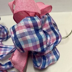 12 Blue, Pink And White Plaid Bows For Party Decorations, Baby Showers