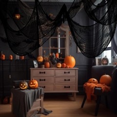 Halloween Creepy Cloth 200 X 400CM Large Black Scary Spooky Fabric Cloth Decor
