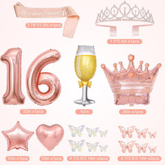Sweet 16 Party Decorations, 16Th Birthday Decorations for Girls Rose Gold Pink F