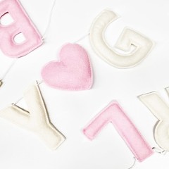Pink Baby Shower Decorations Pre-Strung Handmade Felt Sweet Baby Girl Sign Ba…