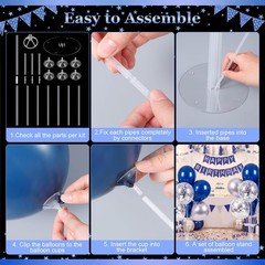 10 Balloon Stand Kits with Blue Silver Balloons – Centerpiece Decor for Parties