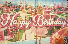 Barbie Birthday Party Themed Backdrop Banner Flag Decoration 40”x59” Pink