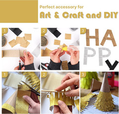 Gold Crepe Paper Streamers 4Pcs 328Ft Pack of Gold Crepe Paper for Wedding Birth