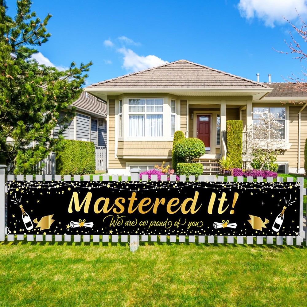 Labakita Large Mastered It Banner, 118.11 x 19.7 inches, Black and Gold