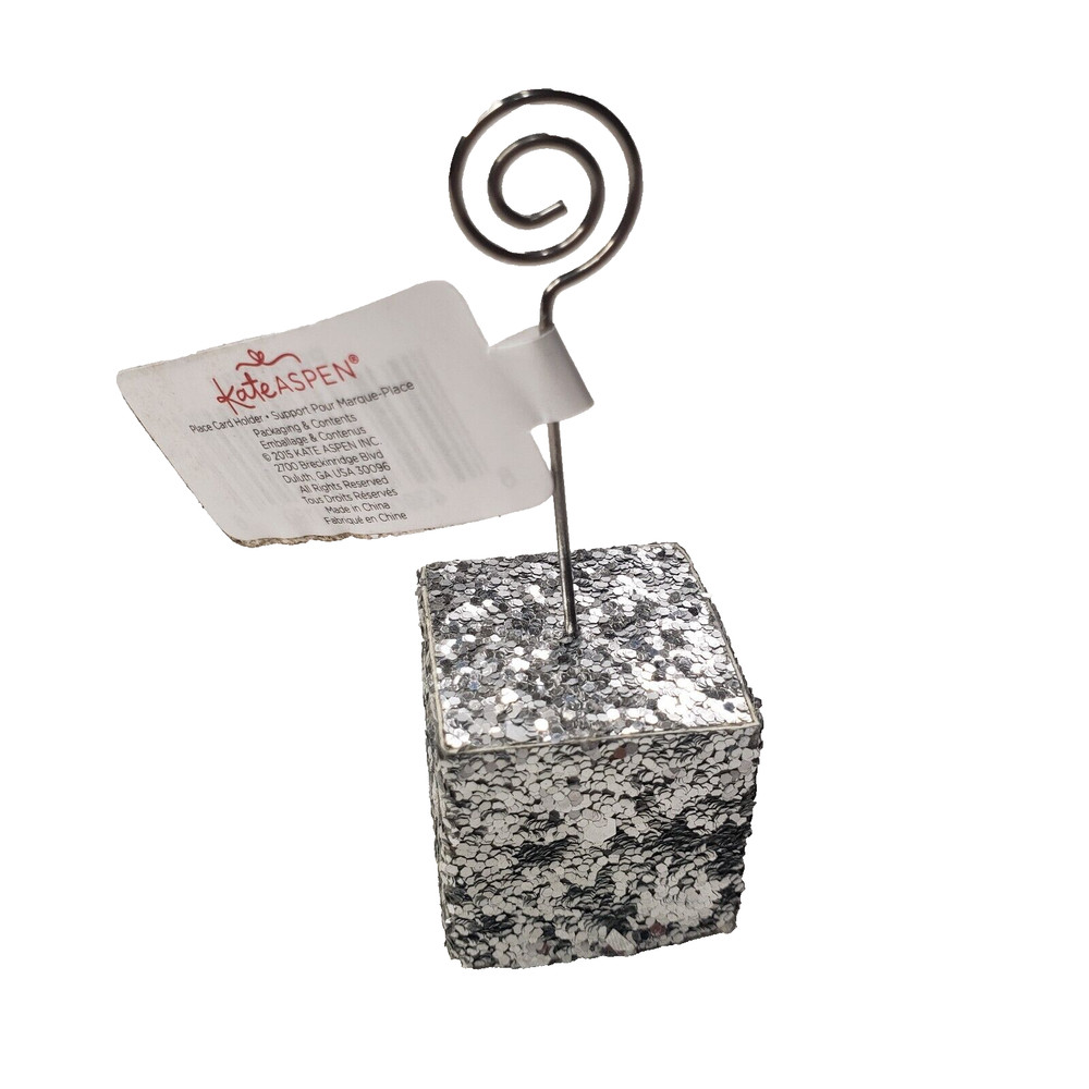 Kate Aspen Silver Glitter Place Card Holders Party Wedding Birthday Lot of 10
