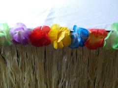 HAWAIIAN LUAU 9 FT X 28 IN HAWAIIAN TABLE SKIRT HIBISCUS BLONDE GRASS SKIRT NIP