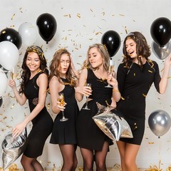 100pcs Black Balloons 12 inch with Ribbon, Latex Helium Quaility for Birthday…