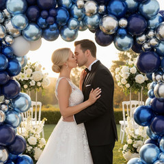 Blue White Silver Balloons Arch Kit 152Pcs with Star, Navy Light Metallic Blue S