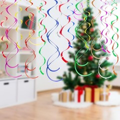 Colorful Ceiling Swirl Foil Decorations Hanging Plastic Streamer Themed Swirl…