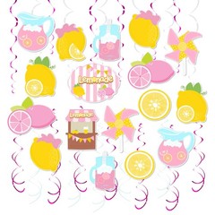 30 PCS Lemonade Hanging Swirl Decorations Pink Yellow Lemon Theme Party Decor