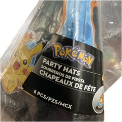 2014 8 Pokemon Party Hats w/Charizard, Pikachu, Meowth Brand NEW Birthday