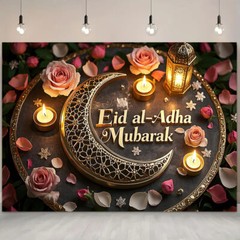 Eid Mubarak Party Background Eid Al Adha Islamic Holiday Art Decoration Backdrop