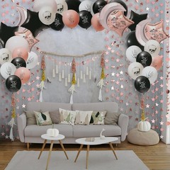 Boho Party Decorations 49 Pcs Rose Gold Black Balloon Kit – Halloween Birthday