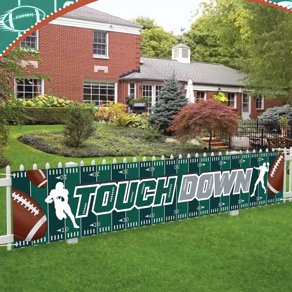 Large Football Game Day Banner Decoration, Red and Yellow Touchdown Banner fo…
