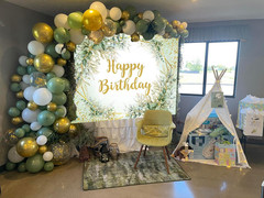 Greenery Birthday Backdrop Green Birthday Party Decorations Sage Happy Birthday