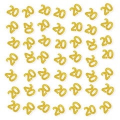 100 PCS Number 20 Confetti Gold Glitter Paper Scatter 20th Birthday Decor