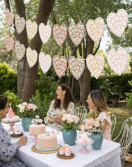 Talavera Cielito Lindo Heart Banner – 2 PCS Papel Picado Hearts Garland, Mexican