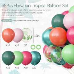 Hawaiian Luau Party Decorations, Tropical Party Balloons, 68pcs Pink Green Ro…