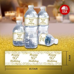 95th Birthday Water Bottle Labels; Set of 20 Waterproof Water Bottle Wrappers