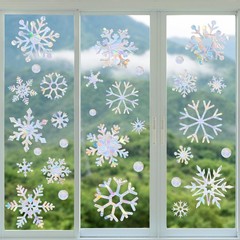 216pcs Christmas Snowflake Window Clings for Glass Windows Iridescent