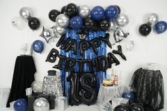 Navy Blue and Black 18th Decorations for Boy,Black Silver Balloons 18 Years H…
