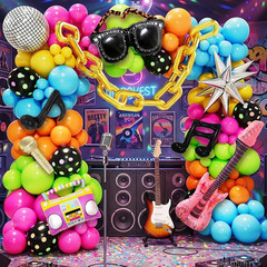 90S 80S Disco Theme Party Decorations, 151Pcs Balloon Arch Kit with Disco Ball,