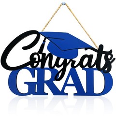 Graduation Decoration 2026 Blue Congrats Grad Wood Sign Photo