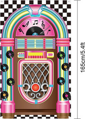 Jukebox Cutout Banner Decoration 50’s Rock and Roll Banner Backdrop Retro Birthd