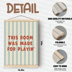 Playroom Wall Art Poster Hanger Frame, Trendy Blue Striped Play Room Wall Dec…