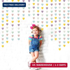 Pastel-Rainbow Party-Decorations 3D Heart Garland – 39Ft Yellow Blue Pink Purple