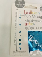 Its A Boy Blue Helium Balloon Fun Strings Tail 6 feet Long NEW
