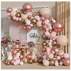Rose Gold Balloon Garland Kit, Nude Pastel Pink Metallic Gold Matte White Bal…