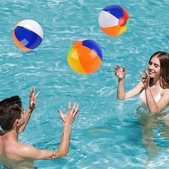 6 Pack Inflatable Beach Balls 10 Inch Rainbow Pool Toys Summer Water Games Kids
