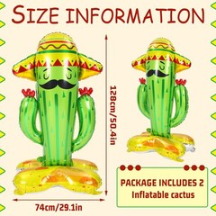 2 Pack Inflatable 50″ Cactus Toy Mexican Fiesta Themed Party Decorations, Cin…